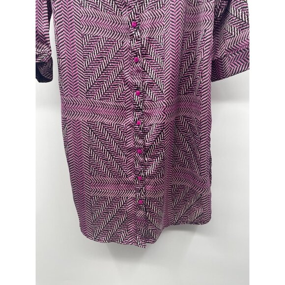 Symple NYC Womens Button Up Shirt Dress Long Sleeve Multicolor Size Large - Picture 3 of 9